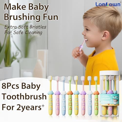 Lonlown Kids Toothbrushes 8 Pack,Soft Bristle Toothbrush for Toddlers 2-12 Years Old, Cute Multicolor Boys Girls Toothbrushes,Clean Kids Teeth Bristles Not Easy to Shed - Thumbnail 6