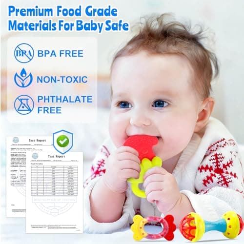 Baby Toys 0-6 Months - Baby Rattles Teething Toys 3-6 Month Infant Toys 6-12 Months Teether Toy 3 4 5 6 Month Old Newborn Essentials Must Haves Wrist Socks Toddler Stocking Stuffers Christmas Gifts - Thumbnail 4