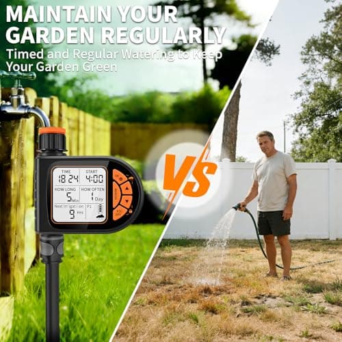 Sprinkler Timer for Garden Hose - Programmable Irrigation Timer with Rain Delay, Manual Watering, Child Lock, Outdoor Garden Automatic Irrigation Drip Watering System for Yard Lawn Pool Garden - Thumbnail 3