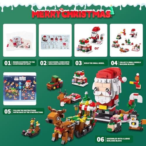 Advent Calendar 2025 Christmas Building Toy for Kids,12 Days Building Blocks Toys Holiday Countdown Calendars, 6 IN 1 Santa Claus Blocks, Stuffers for 6-12 Year Old Boys Girls Teen Gifts - Thumbnail 3