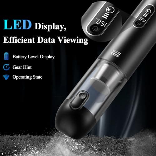 Minthouz Car Vacuum Portable Cordless - 20000PA High Power Handheld Vacuum with LED Display, 2.5H Fast Charging Up to 45 Mins of Runtime, Hand Vac Cordless Rechargeable for Car Home Corner Cabinet - Thumbnail 4