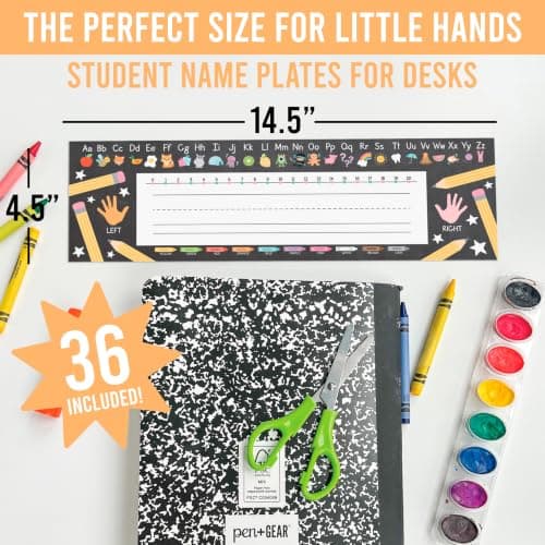 Hadley Designs Desk Name Tags for Classroom –36 Student Name Tags for Desks, Name Plates for Classroom Decor, Teacher Supplies, Chalkboard Nametags, 1st-3rd Grade Kindergarten Preschool Must Haves - Thumbnail 2