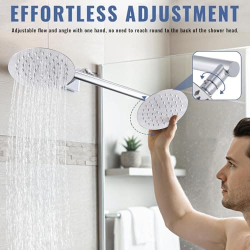 G-Promise All Metal Double Shower Head Built-in Water Flow Control Shut-Off Valve, High Pressure Dual Shower Head Prepare for Couples Walk-in Bathroom or Small Space Bathroom (Chrome) - Thumbnail 3