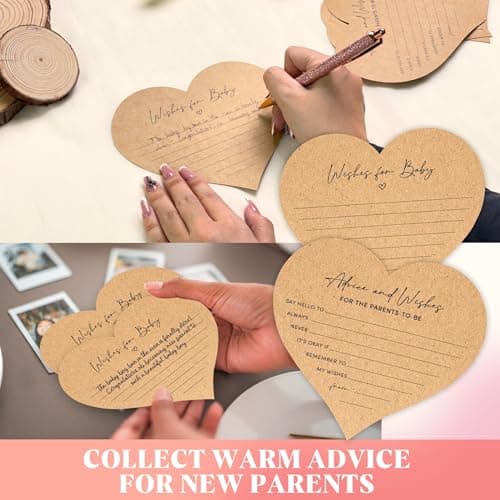 WOODAMORE Baby Shower Advice Cards For Parents To Be - Advice For New Parents Baby Shower Decorations Girl, Wishes For Baby Cards For Baby Shower Games Boy, Advice And Wishes Box Baby Shower Ideas - Thumbnail 5