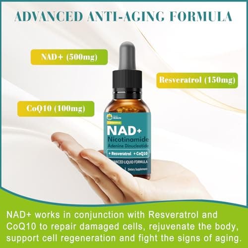 KingHealth CoQ10 100mg, Liposomal NAD+ 500mg, Resveratrol 150mg Liquid Supplements for Women & Men- Boost Energy & Anti-Aging - Vegan, Non-GMO, Gluten, Sugar-Free - 2 Fl Oz - Thumbnail 3