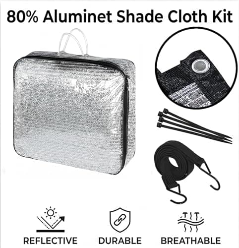 XiHaKey 10x25 FT 80% Aluminet Shade Cloth, Reflective Sun Shade Fabric with Grommets & Ball Bungees, UV Resistant Mesh Tarp Heat Blocker for Greenhouse, Carport, Dog Kennel, Patio, Camping - Thumbnail 2