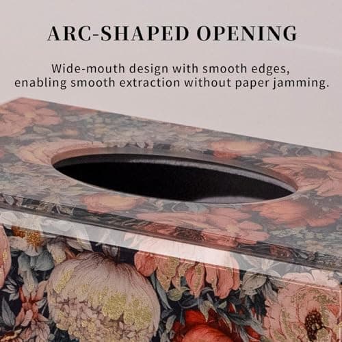 Timetrace Glass Tissue Box Cover Rectangle-Floral Pattern Luxury Tissue Holder with Magnetic Closure for Home Decor, Living Room, Bedroom, Kitchen, Office - Thumbnail 5