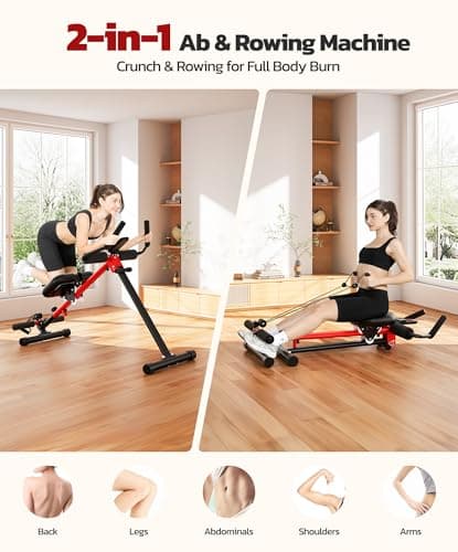 Yoleo Multi-Functional Ab Machine, Foldable Ab Workout Equipment, Ab Trainer Machine for Stomach Workout, Ab Crunch & Rowing Machine with Foam Support,7-Length Adjustable Ab Machine for Home Exercise - Thumbnail 2