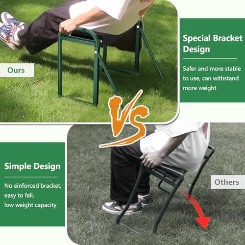 seasky Foldable Garden Kneeler and Seat, Anti-Tipping Gardening Bench Widened Thick Soft Kneeling Pad, Heavy Duty Gardening Stool with Tool Bag,Gardening Gift for Women - Thumbnail 3