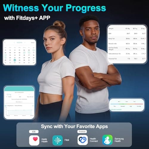 PGID Body Pod Scale, Smart Scale for Body Weight,8-Electrode Digital Bathroom Scale for Fat BMI Muscle Mass Bia Full Body Composition Analyzer 28 Measurements Accurate Weighing Machine 400lb - Thumbnail 5