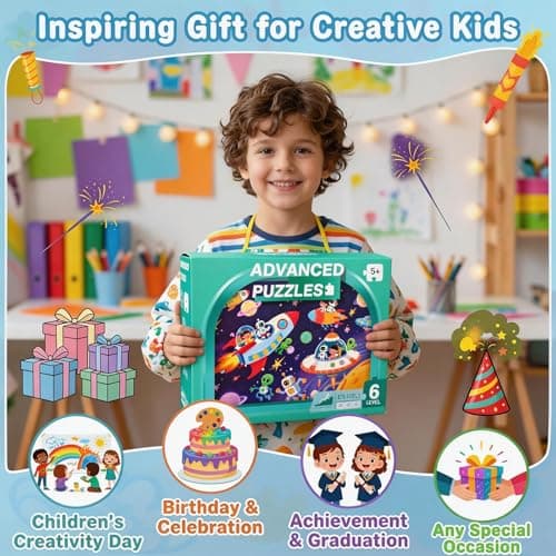 NurtureNook Puzzles for Kids Ages 6-8, 3-in-1 Progressive Jigsaw Puzzle Set (108, 120, 135 Pieces), Advanced Fantasy Toys (Space, Mermaid & Magic Forest), Birthday Gift with 3 Storage Boxes - Thumbnail 6