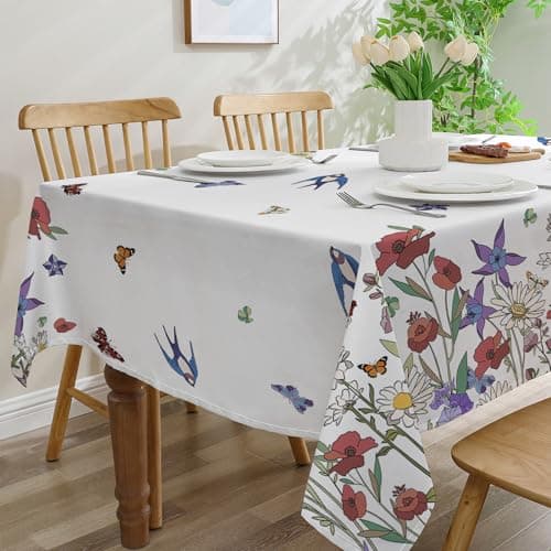cusugbaso Floral Lemon Spring Tablecloth 52x70 Inches, Oblong Tablecloths Spring Decorations for Home, Floral Farmhouse Table Cloth Rectangle for Party, Home - Thumbnail 5