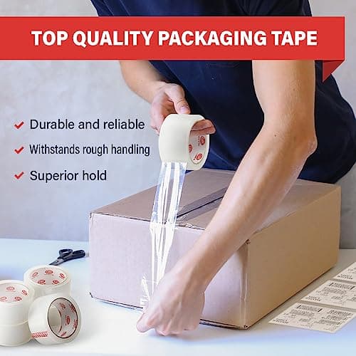 Simply Cool Packing Tape 36 Rolls, Clear Heavy Duty Shipping & Packaging Tape for Boxes, Moving, Mailing & Storage – Strong, 1.88” Wide x 100 Yards Per Roll, 3600 Yards Total - Thumbnail 6