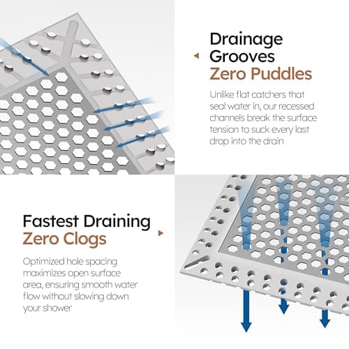 BAOTIYA Not Moving Shower Drain Hair Catcher,Effective Hair Catcher Shower Drain,Square Flat Shower Drain Cover Protector Filter,Efficient Drainage,Hair Trap Stopper (Gray, 4 inch) - Thumbnail 4