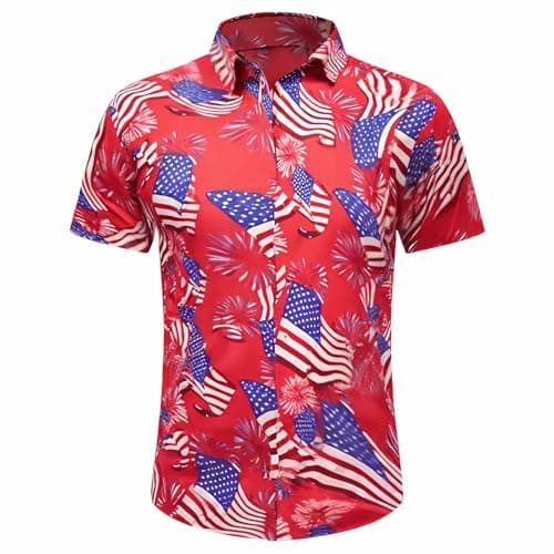 Men's Hawaiian Shirt Funky Blue Beach Printed Tropical Beach Shirt Casual Button Down Short Sleeve Floral Shirts Tops - Image 1