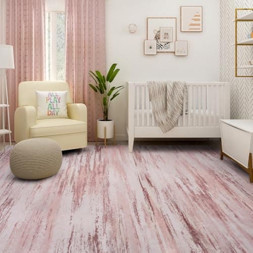 tchdio Pink Rug-8x10 Area Rugs for Living Room, Ultra Soft Washable Rugs for Bedroom Non Slip Nursery Rug, Kids Rug Playroom Carpet for Bedroom, Pink - Thumbnail 2