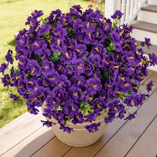Lnoicy 16 Bundles Realistic Artificial Camellia Flowers for Outdoor, UV Resistant Faux Lifelike Fake Flowers for Home Decor, Wedding, Centerpiece（Purple） - Image 1