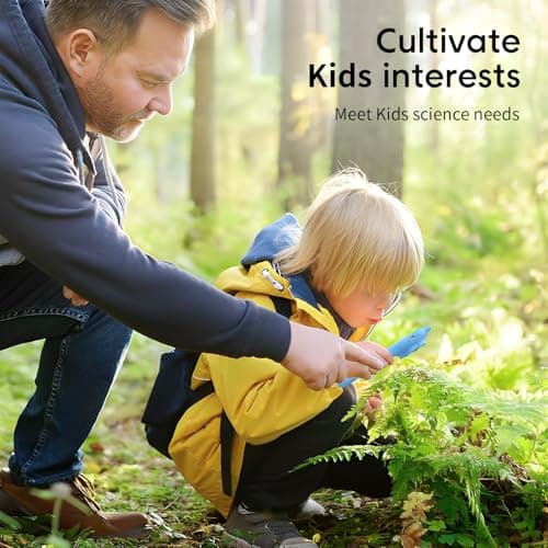 Kids Magnifying Glass Educational Science Kit - Mini LED Pocket Microscope for Kids(3-10 Years) - Durable Design - Ideal Gift for Girls (Blue) - Thumbnail 6