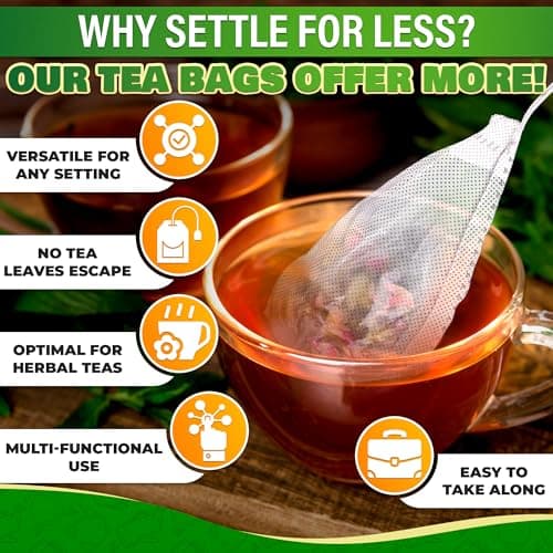 400 Pcs Disposable Tea Bags for Loose Leaf Tea - 3.62 x 2.76 Reusable Teabags Made From Unbleached Non-Woven Material - Multi-Functional Infusion Bags for Spice Pouch, Aromatherapy, Eye Compress & Spa - Thumbnail 4