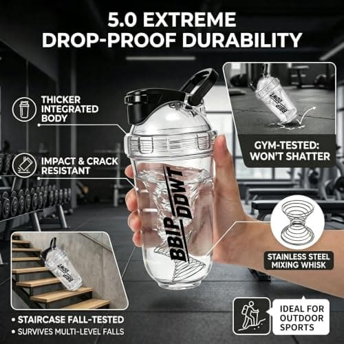 BBIPDDWT 20 oz Protein Shaker Bottle, white - Thumbnail 5