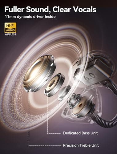 Kinglucky C10 Open Ear Clip On Earbuds, Spring-Clip Comfort & Secure Fit, Crystal-Clear Sound, 40H Playtime, Bluetooth 6.0 Wireless Headphones with Clear Calls,Glasses-Friendly, for Workouts & Commute - Thumbnail 5