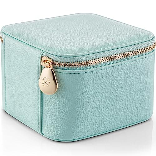 Vlando Travel Jewelry Box,Jewelry Travel Case with 6 Velvet Jewelry Zipper Pockets Travel Jewelry Organizer for Ring Bracelet Christmas Wedding Birthday Gifts for Wife Daughter Lake Blue - Thumbnail 6