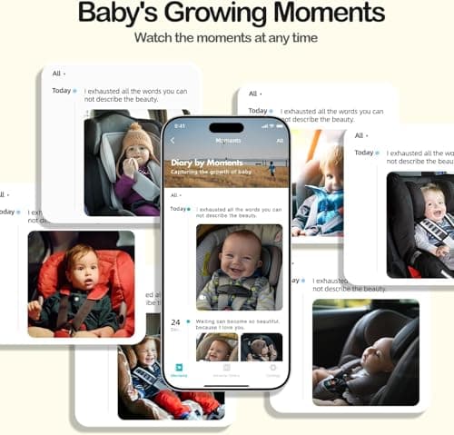 Ellie Baby Car Monitor, 2K UHD Backseat Monitor with Color Night Vision, Face Tracking, Dual Display for 2 Kids, Wide View Car Baby Camera, Smart Video Capture & App Control - Thumbnail 6