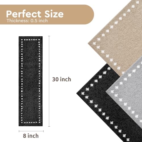 tchdio Stair-Treads Non Slip Indoor 15PC 8"x30" Plush Black Stair Treads for Wooden Steps, Soft Carpet Stair Treads, Peel and Stick Stair Treads Reusable for Kids and Pets, Washable Stair Runner - Thumbnail 6