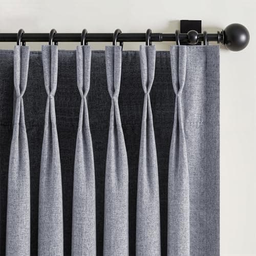 HushLoom Pinch Pleated Full Blackout Curtains for Bedroom & Living Room, Linen Textured Thermal Insulated Blackout Window Curtains & Drapes 108 Inches Long, 2 Panels Set(40" W x 108" L, Stone Blue) - Image 1