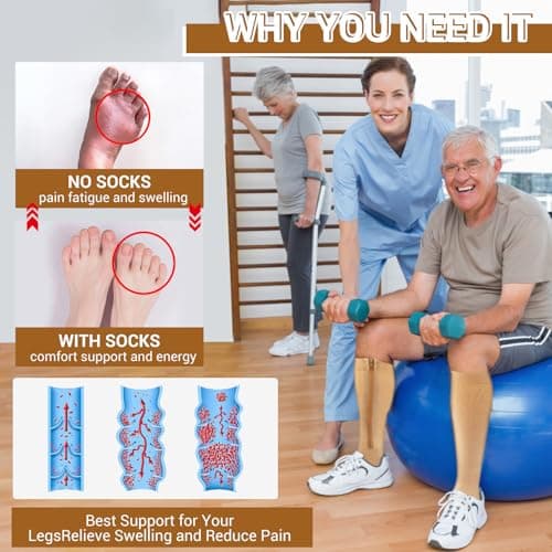 4 Pairs Zipper Compression Socks Women & Men, 15-20 Mmhg Compression Socks with Zipper, Medical Compression Socks with Zipper, Toeless Lining for Varicose Veins, Edema, Recover (Black/Beige Open Toe, Large-X-Large) - Thumbnail 4
