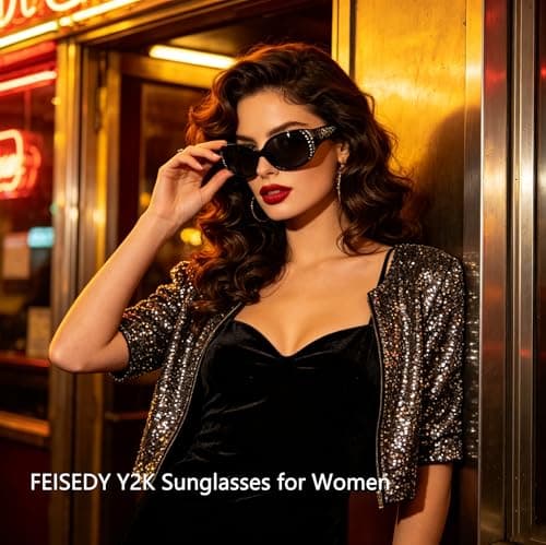 FEISEDY Women's Polarized Sunglasses Wrap Around Rhinestone Design Fashion Sunnies UV400 Protection B1091 Black/Grey - Thumbnail 4