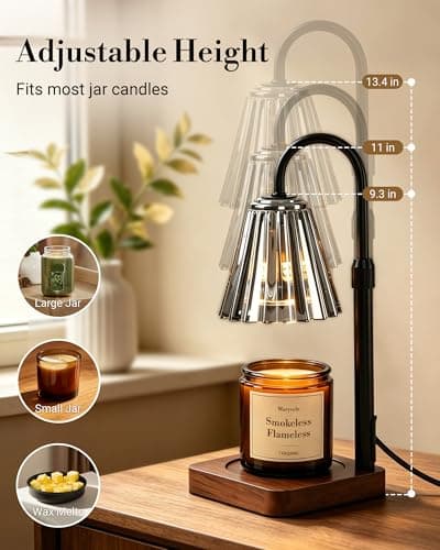Marycele Vintage Candle Warmer Lamp with Timer Dimmer, Adjustable Height - Thumbnail 5
