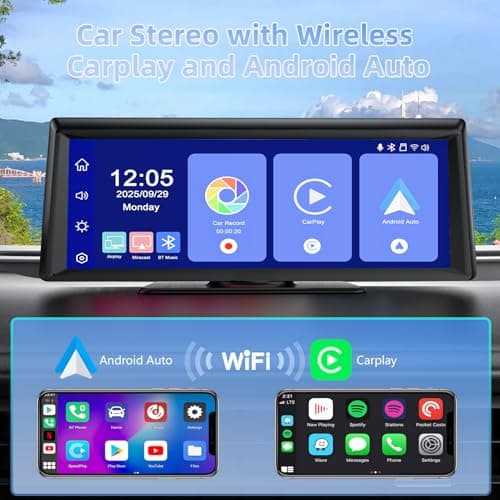 Portable Wireless Carplay Screen for Car with Dash Cam & 1080P Backup Camera, 8.1" Touch Screen Car Stereo with Apple Carplay & Android Auto, BT/FM/AUX/GPS Nav/Mirror Link/Voice Control - Thumbnail 3