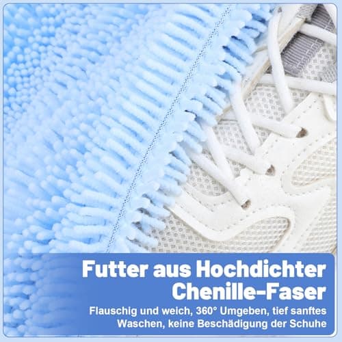 Dntorx Shoe Washing Machine Bags, 2 PCS Reusable Blue+White Chenille Laundry Bags for Washing Machine, 360 Wrap-Around Clean Shoe Laundry Bags with Hidden Zipper - Thumbnail 6