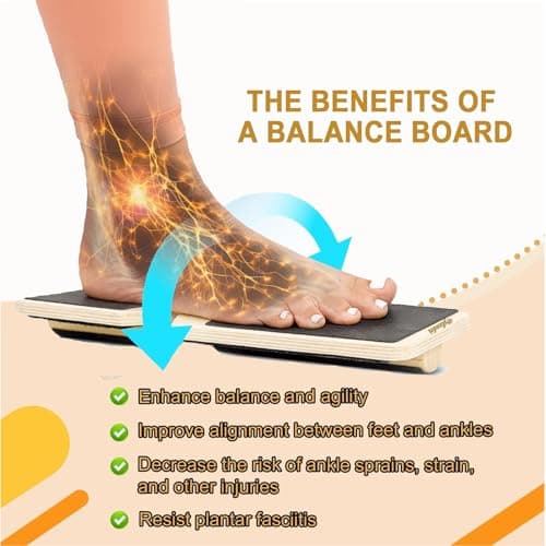 Ankle Balance Board - Single Foot Balance Board, Sprain Exerciser, Non-Slip Wood Ankle Foot Strengthener for Plantar Fasciitis Relief/Physical Therapy/Posture Correction/Balance Training - Thumbnail 3