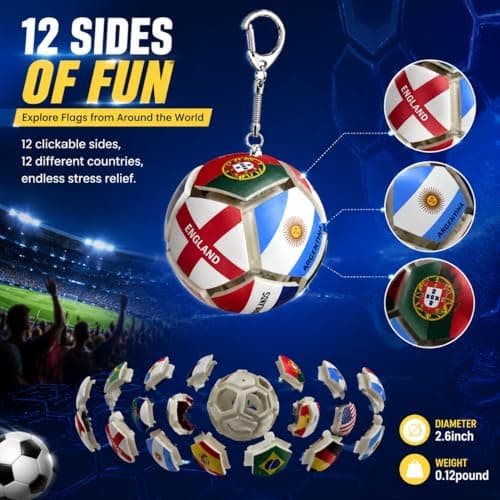 2026 Soccer Gifts,Football Accessories,Fidget Toys for Adults with Flag,USA 250th Anniversary Merchandise,Fidget Soccer for Anxiety Release - Thumbnail 3
