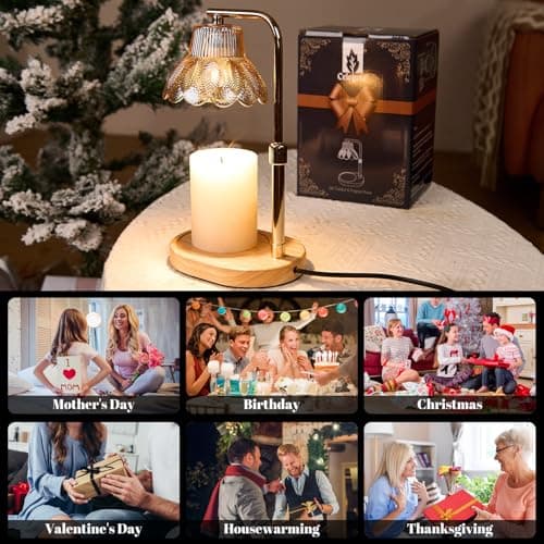 Celegete Candle Warmer Lamp with Timer and Dimmer-Adjustable Height Candle Lamp Warmer,New Home Gift Ideas,Brithday Gifts for Women Mom,Candle Light Warmer,Home Decor - Thumbnail 6