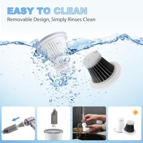 KedeeSparkle Handheld Car Vacuum Cordless, 22000PA Strong Suction Mini Vacuum Cleaner with 100,000 RPM Brushless Motor, 4-in-1 Portable Vacuum for Car Detailing, Camping, Home & Gift, Silver Purple - Thumbnail 3