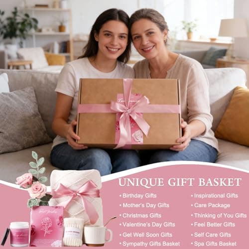 Mothers Day Gifts, Rose Birthday Gifts for Women, Gift Baskets for Women, Birthday Box for Woman, Hug in A Box, Get Well Basket, Birthday Gift Set, Self Care Gift Basket for Mom Her Friend Sister Wife - Thumbnail 3