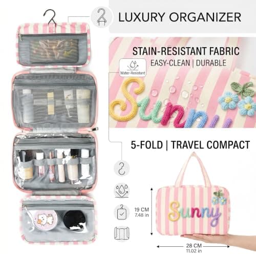 VKPOYNRO Personalized Expandable Toiletry Bag – Custom Name Travel Organizer with Hanging Hook, Foldable Dopp Kit for Business Trips & Weekend Getaways - Thumbnail 2