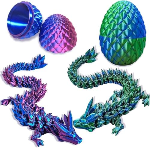 BAOXUE 2PCS 3D Dragon Eggs With Dragon Inside, 9Inch 3D Printed Dragon, Dragon Fidget Toy, 3D Printed Animals For Kids Stocking Easter Basket Stuffers - Image 1