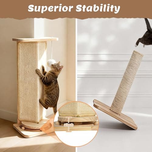 Couch Cat Corner Scratcher with Interactive Ball Toys for Cat, Replaceable Sisal Scratch Pad, Kitten Wall Scratcher for Couch, Wall Furniture Protector 25'' - Thumbnail 6