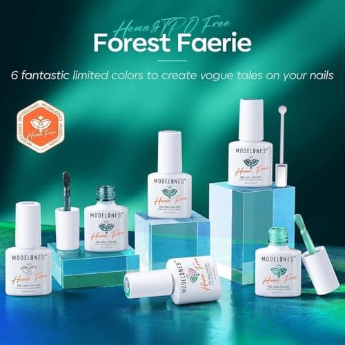 modelones Gel Nail Polish, 6 Colors Hema Free 9D Cat Eye Green Glass Sliver Green Glitter Shimmer 2026 Spring Nail Polish Kit with Magnet Soak Off LED Winter Cateye Nail Art Gel DIY Salon - Thumbnail 2