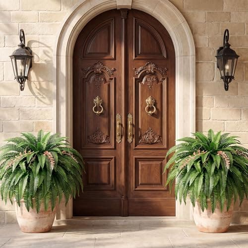 AMORISE 2PCS 48"/128Leaves Artificial Boston Fern Bush, Large Artificial Ferns for Outdoors Look Real Fake Ferns, UV Resistant Faux Outdoor Plants, Faux Fern Vines for Home and Office Decor - Thumbnail 5