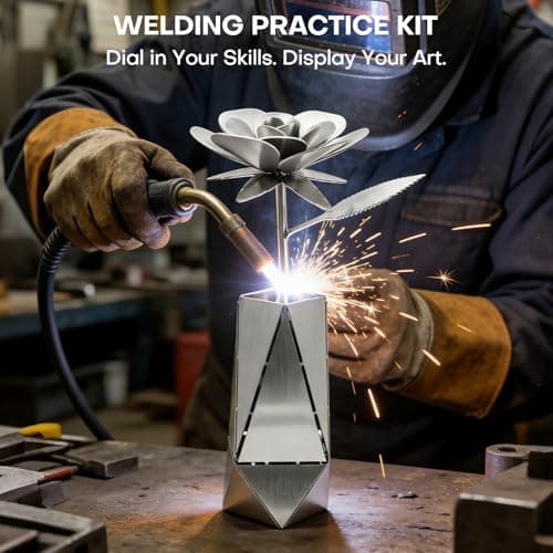 CMLDGIA 3D Rose and Vase Welding Practice Kit for Beginners DIY 201 Stainless Steel Tack Welding Project Metal Art Coupons for Tig Mig Welding Projects Metal Craft Kit (3D Rose Style) - Thumbnail 2