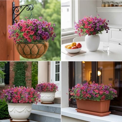 LUOAIYI Artificial Flowers for Outdoors 12 Bundles, UV Resistant Colorful Fake Silk Flower Outdoor Planter Garden Decor Indoor Decorations - Thumbnail 5