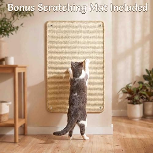 Couch Cat Corner Scratcher with Interactive Ball Toys for Cat, Replaceable Sisal Scratch Pad, Kitten Wall Scratcher for Couch, Wall Furniture Protector 25'' - Thumbnail 3