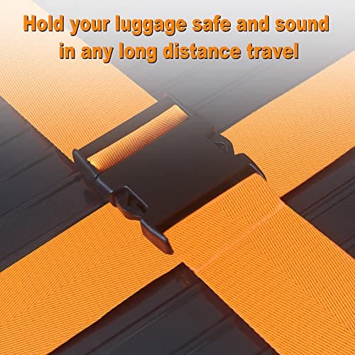 Luggage Straps for Suitcases TSA Approved Travel Belt 4 Pack by Chelmon(Orange) - Thumbnail 4