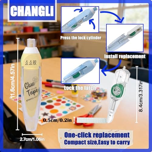 CHANGLi 8pack Refillable Glue Tape for Scrapbook, 16FT*1/5 Inch Double Sided Tape for Crafts, Scrapbooking Supplies, Replacement Glue Tapes, Reusable Glue Tape for Gift Wrapping, Photo - Thumbnail 3
