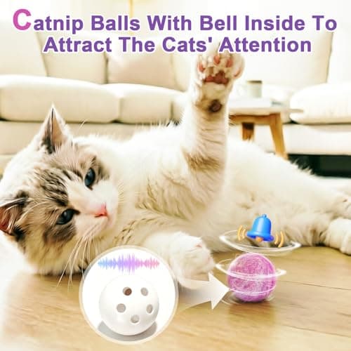 Retro Shaw Catnip Balls with Bell Inside - 6 Pcs Interactive Catnip & Silvervine Cat Toys, Durable Wool Balls for Indoor Cats, Kitten Teething Toys, Natural Catnip Toys for Bored Cats - Thumbnail 4